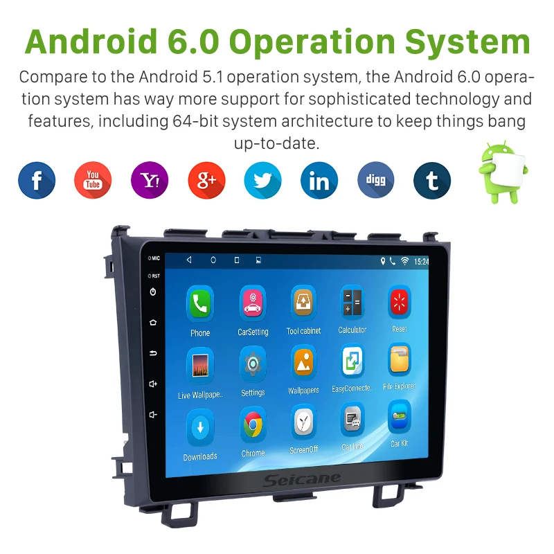 Seicane 9 inch Android 7.1/Android 8.1 car radio headunit multimedia tape recorder for 2006-2011 Honda CRV GPS Navigation Player