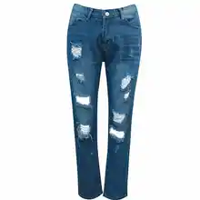 Джинсы Женские Новые Модные Узкие приталенные рваные джинсовый женский Повседневный узкие джинсовые брюки AD0123