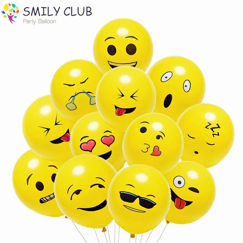 

100pcs/lots 12inch Emoji Balloons Smiley Face Expression Yellow Latex Balloons Party Wedding Balloons Cartoon Inflatable Balls