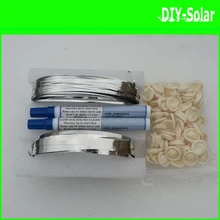 165feet solar cell-to-solar cell interconnect tabs soldering wire+33feet busbar wire+2pc flux pens+60pc finger DIY Solar Panel