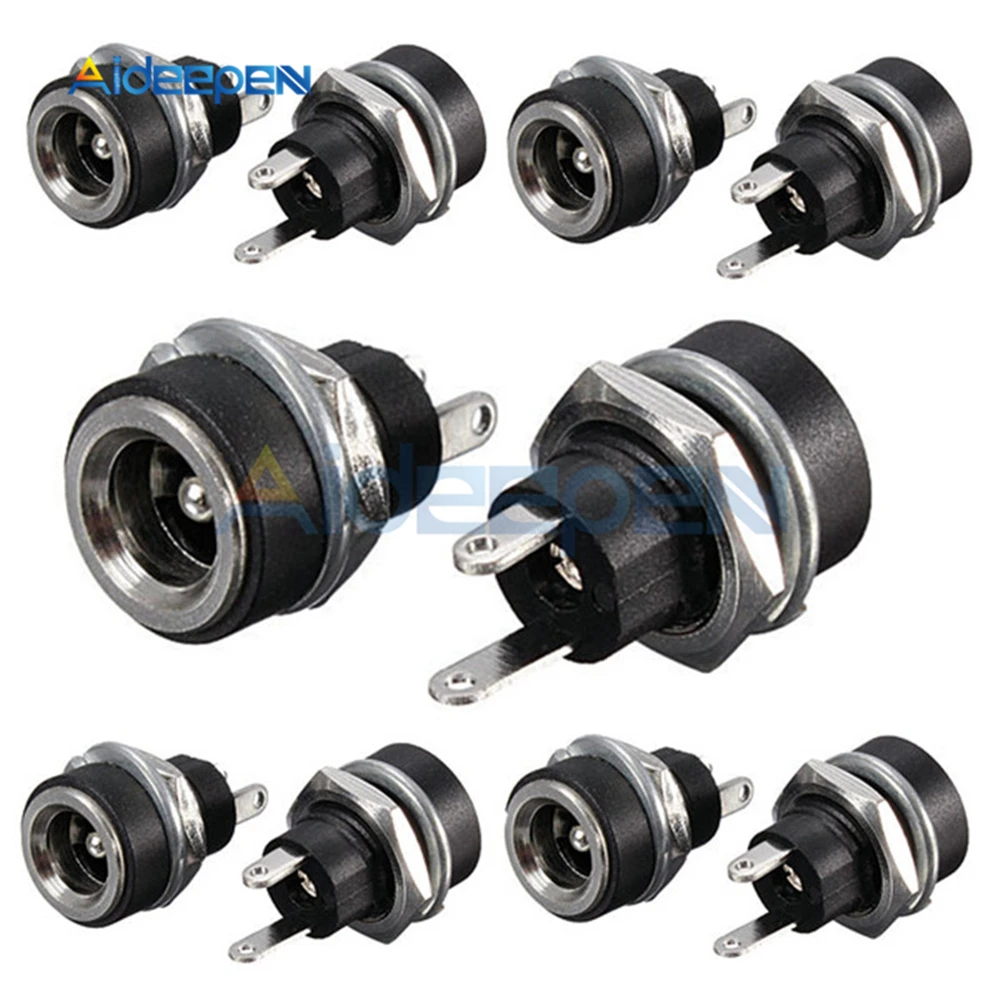 

10Pcs 3A 12V DC Power Supply Jack Socket Female Panel Mount Connector Plug Adapter 2 Terminal Types 5.5x2.1mm 5.5*2.1mm