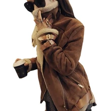 Зимняя куртка новая зимняя замшевая кожаная куртка женская короткая овечья шерсть мотоциклетная куртка Толстая овечья шерсть теплое пальто