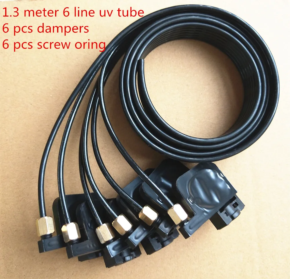 

1.3m 6 color uv ink tube hose pipe pipe line with uv square small damper screw nuts oring for For Epson R330 R290 T50 L800 1390