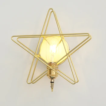 

Nordic individuality creative brass star bedroom bedside living room balcony aisle corridor wall lamp