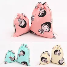 Хлопок Лен шнурок привязки печати дерево Медведь Девушки мультфильм сова сетки Яркая сумка для шоппинга три размера набор маленький кошелек веревка