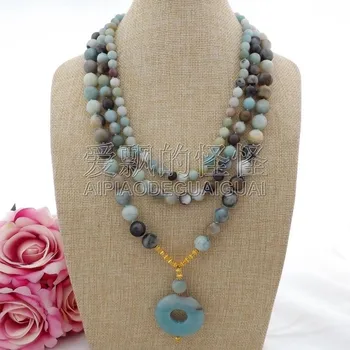 

N093004 20" 3Strands Amazonite Pendant Necklace