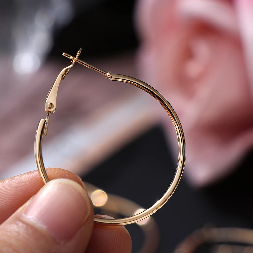 6 paar/satz Vintage Gold Splitter Farbe Großen Kreis Hoop Ohrringe Für Frauen Steampunk Ohr Clip Party Schmuck Zubehör Geschenk