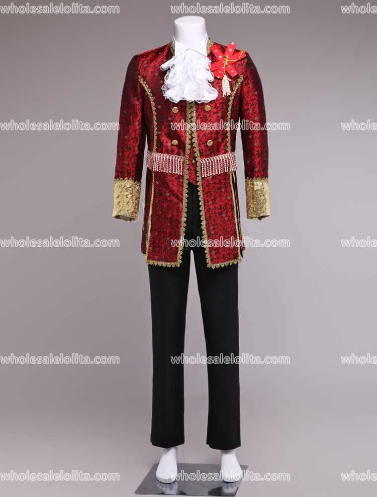 Customized Red/White Mens Palace Suit Prince Suits Medieval Mens Period Costume