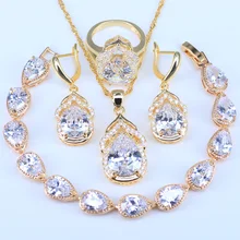 L& B Свадебные/Свадебный капли воды золото Цвет Для женщин/девушки Красный кубического циркония цепи Цепочки и ожерелья/ кулон/Серьги/Кольца/Браслеты