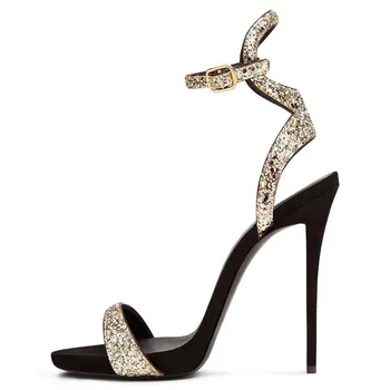 

Sparkle Heeled Sandals Womens Ankle Strap Heels Summer Party Stiletto Open Toe Sandals