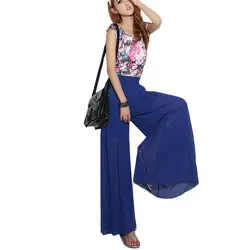 Летние женские Высокая талия свободные широкие брюки тонкие брюки женские модные шифоновые длинные брюки с эластичной талией одежда
