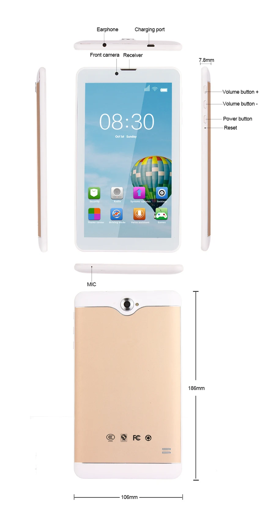 Aiboully Оригинальный телефонный звонок Tablet pc 7 дюймов 4 ядра 1 ГБ Оперативная память 8 ГБ двойной SIM 3G телефон Планшеты Android 6 4 ядра Wi-Fi Tab 9,7''