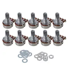 10PCS A500K 16mm Base 15mm Shaft Electric Guitar Tone Potentiometer 9011 six linked sealed potentiometer c50k shaft length 15mm