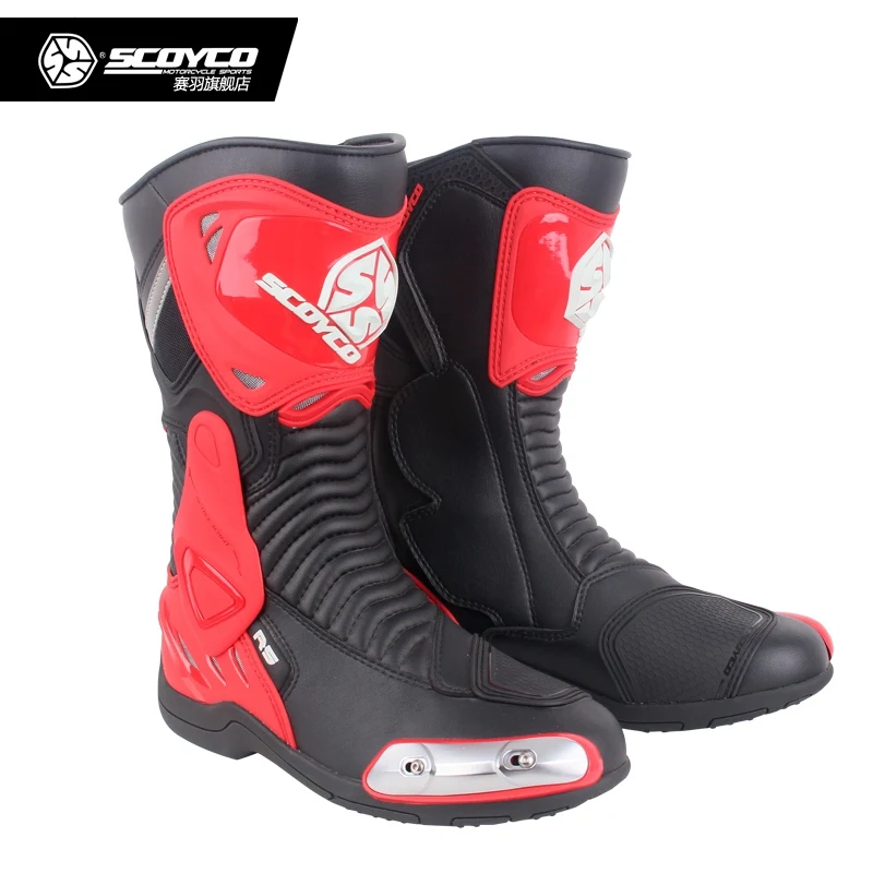 Scoyco MR001 ботильоны-защита мотоцикла Велоспорт высокие сапоги Genunie кожаные человек мотокроссу обувь Botas мото велосипед обувь