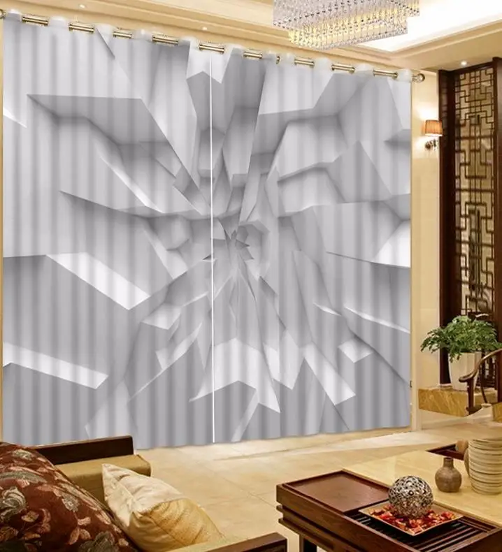 Современные затемняющие шторы на заказ вогнутые и белые 3d-шторы для гостиной