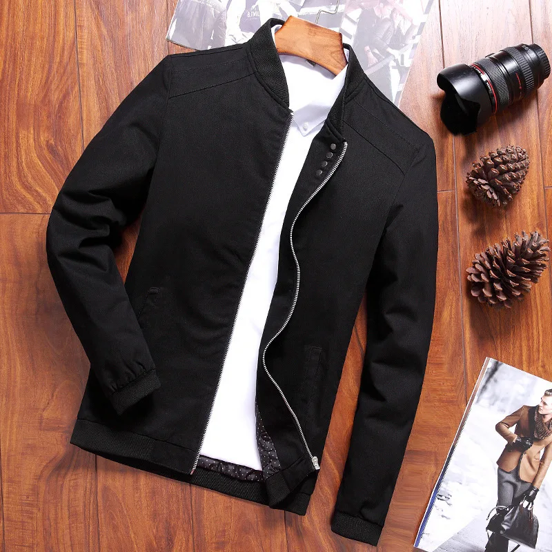 

AliExpress Spring and Autumn New Men's Casual Cotton Jacket Men's Stand Collar Jacket Thin Youth Slim Sportswear 5 Colors M-4XL