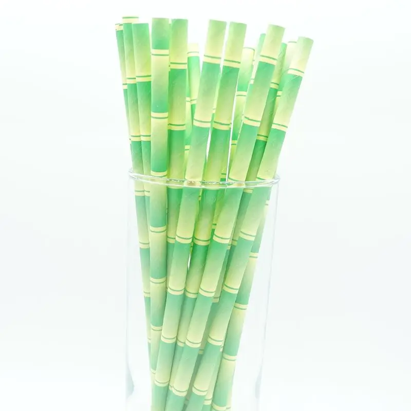 

25pcs Eco-friendly Green Bamboo Panda Paper Straws Kids Birthday Wedding Party Baby Shower Decoration Event Supplies Drinking