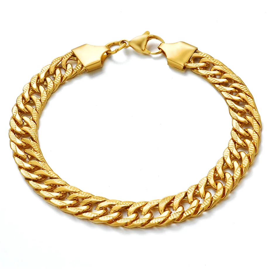 В стиле «хип-хоп» Майами панцирного плетения КУБИНСКИЙ звено цепи браслет-цепочка, браслет Толстый золотой Цвет Браслеты нержавеющей стали для Для мужчин/Для женщин
