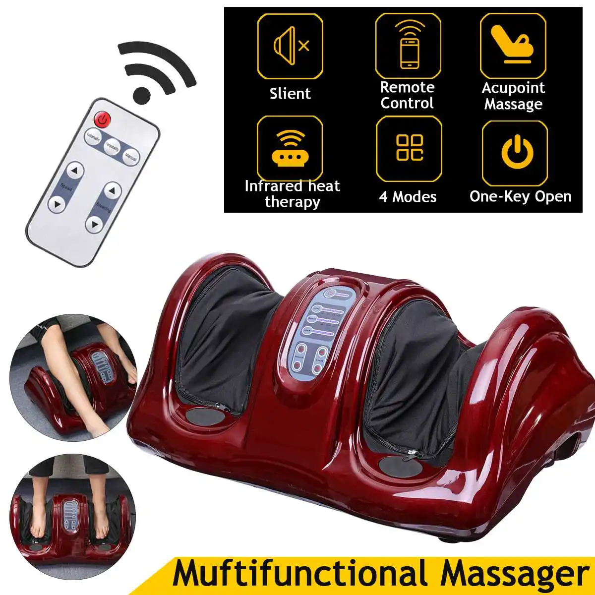 110V Electric Heating Foot Body Massager Shiatsu Kneading Rolling Vibration Machine Reflexology Calf Leg Pain Relief Relax