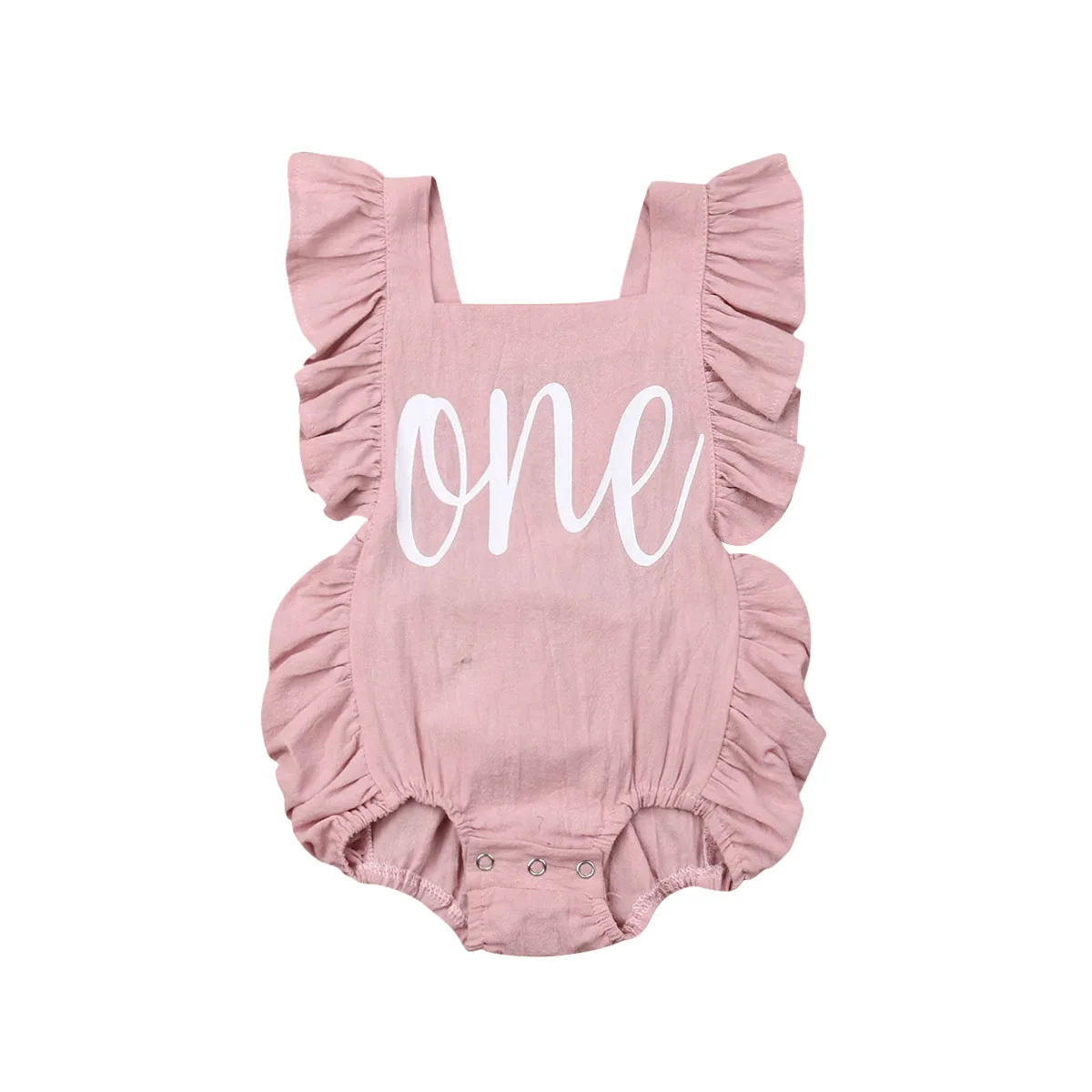 Г. летняя одежда для малышей комбинезон для новорожденных девочек и мальчиков с рюшами без рукавов, одежда с принтом в виде одного буквы комбинезон, комбинезон - Color: Pink