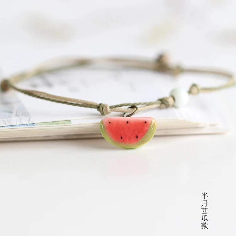 

Fashion Japanese Hand-painted women Ceramic Bracelets & Bangles Cute Cartoon Jewelry Small Bell Accessories for Girl