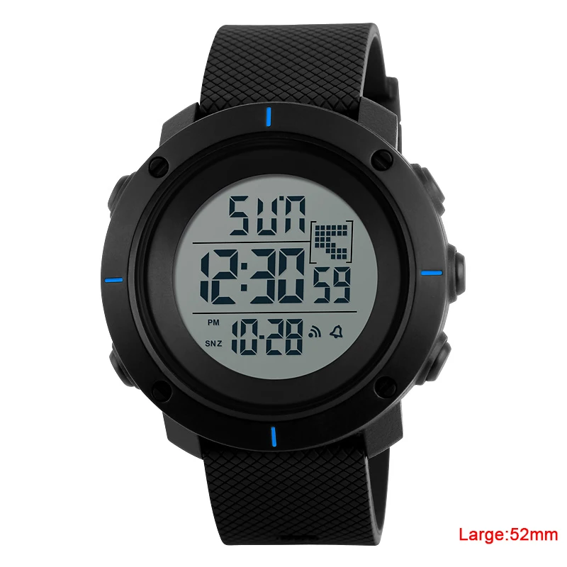 SKMEI, мужские армейские военные уличные спортивные цифровые наручные часы, многофункциональный светодиодный дисплей, водонепроницаемые электронные часы с хронографом - Цвет: Large Blue