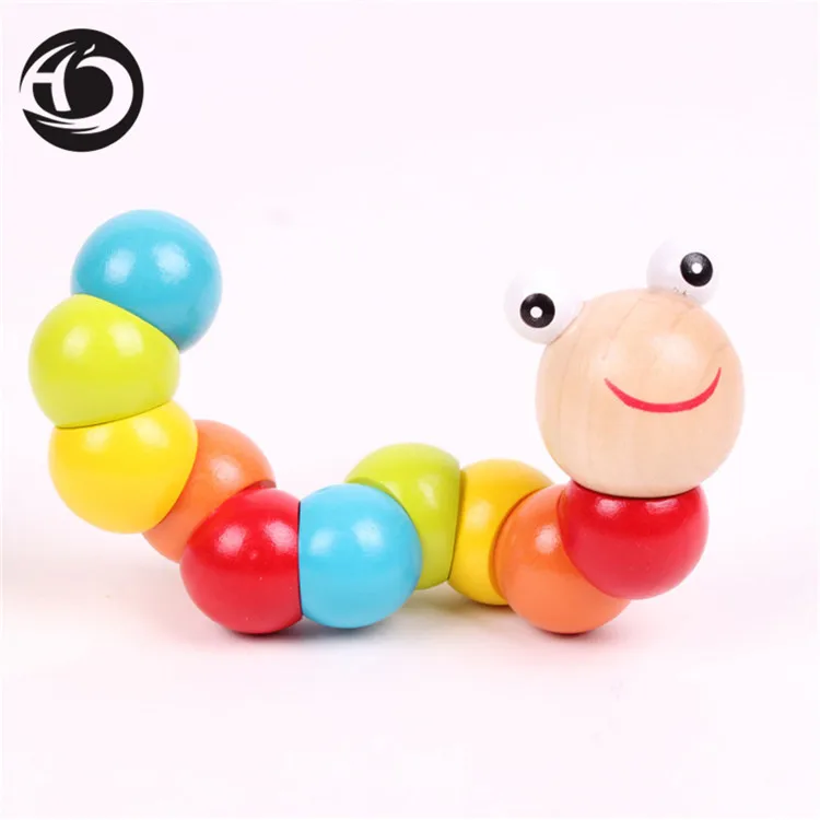 

Hot 2017 17cm Hot wooden Cute caterpillars toy for baby kids educational colours developmental toys Kids Best birthday gift Doll