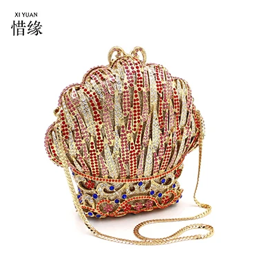 XIYUAN Брендовые женские новые роскошные золотые сумки мессенджеры с бриллиантами