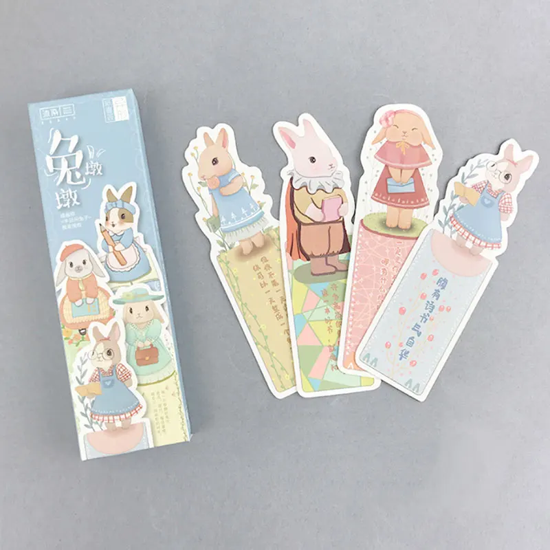 

30 pcs/box Heteromorphism Cute Rabbit paper bookmarks book holder Lomo message card stationery zakka school supplie papelaria