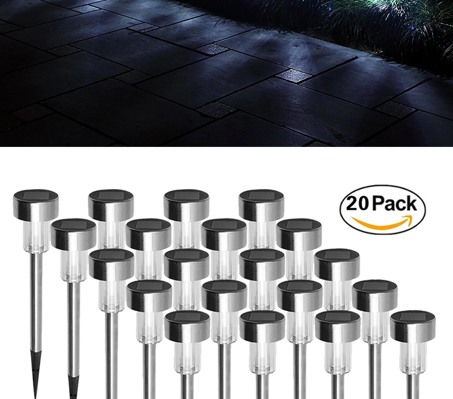 Movido a Energia Solar ao ar Paisagem para a Decoração do Jardim Led de Bateria Luz de Rua Caminho Livre Luzes Solar Lâmpada Gramado Pátio Quintal 20 Pcs 3 Cheap Lâmpadas solares