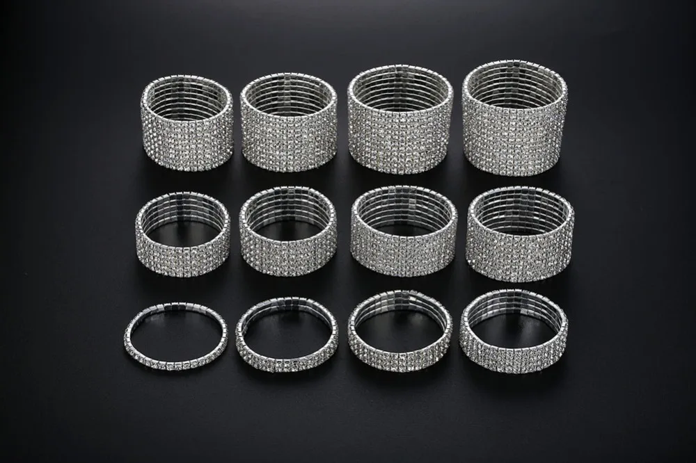 

(36 pcs/lot) Fashion Elastic force Bracelets & Bangles 1 / 2 / 3 / 4 / 5 row Crystal Tennis Bracelets Free Shipping