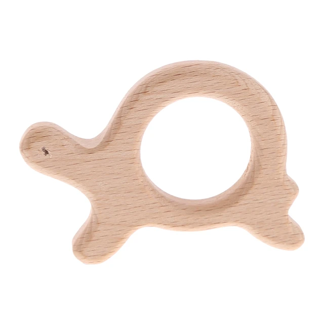 Natural Wooden Animal Shape Baby Teething Toy Shower Handmade Teether SL