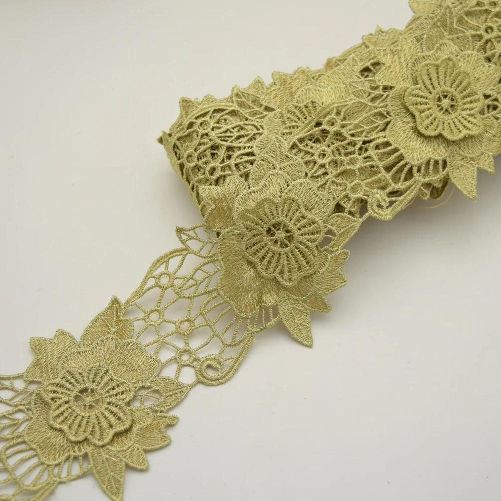 10yards 7.5CM WIED Flower Lace Vintage Style Gold Tone Wedding Dress Sewing Craft DIY | Дом и сад