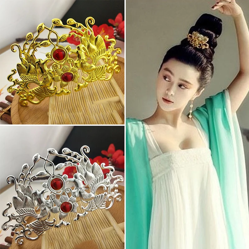 

golden Vintage Chinese Princess Hair Stick Accessories ancient dynasty hair crown queen cosplay empress hair flower