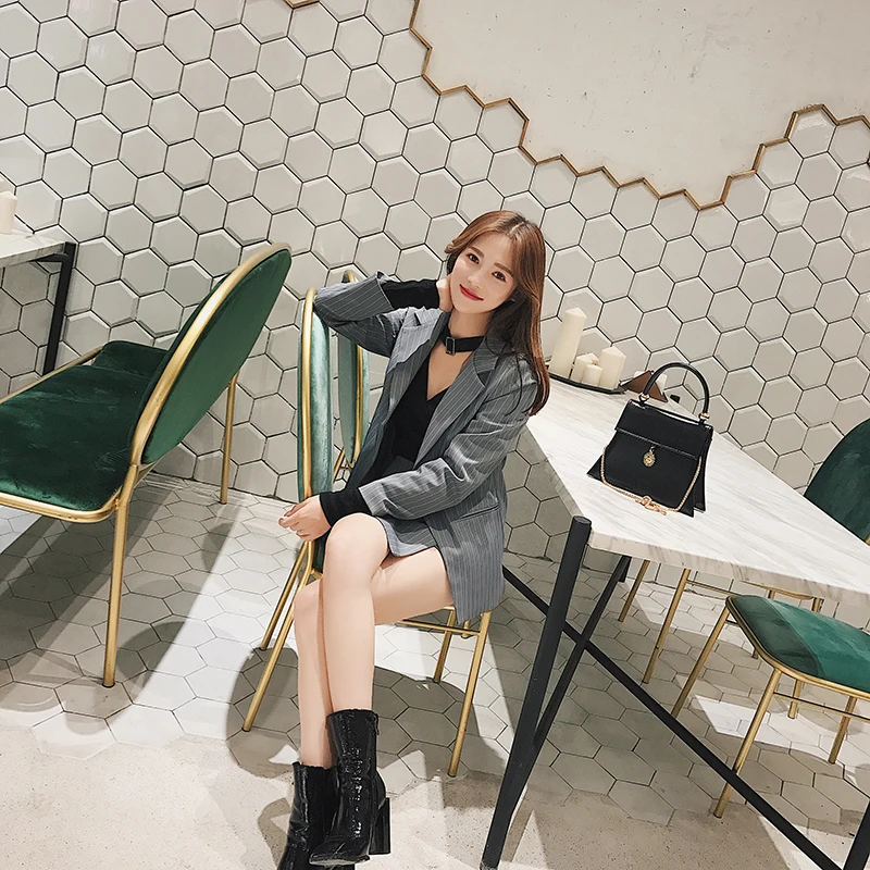 Slim Blazer Mode Vestes Costumes Et Pièces Lady Jupe Deux Bouton Entaillé Un Mini Rayé Femmes Ensembles Office Femelle Gris Ol Jupes zq7w5Sp