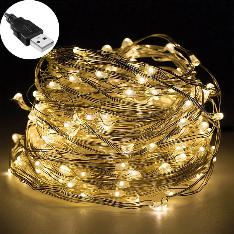 

5M USB LED String Light Waterproof LED Copper Wire String Holiday Outdoor Fairy Lights For Christmas Party Wedding Decoration