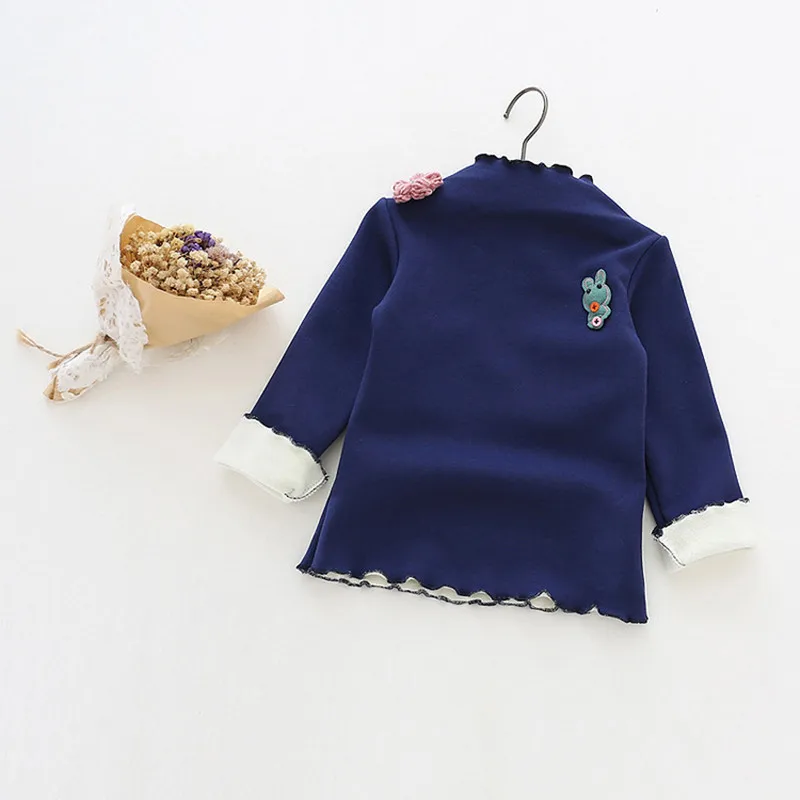 DFXD/осенне-зимняя теплая рубашка для маленьких девочек милые хлопковые плотные топы с длинными рукавами и рисунком для девочек, деревянные детские игрушки, рубашки принцессы с ушками, От 2 до 8 лет