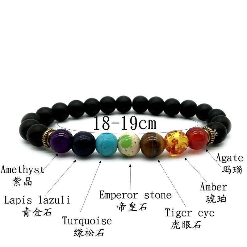 Buddha head Yoga 7 Chakras Healing Balance 8mm Beads Nature Lava Stone Bracelets