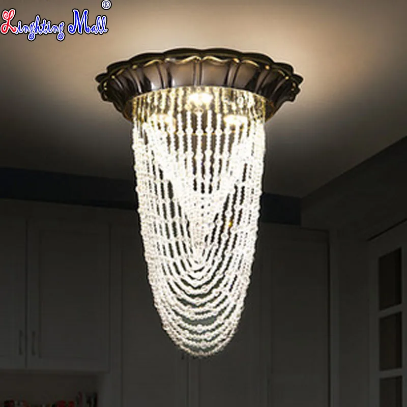 W LED Round Corridor Lamps Floor Aisle Light Crystal Chandelier Modern