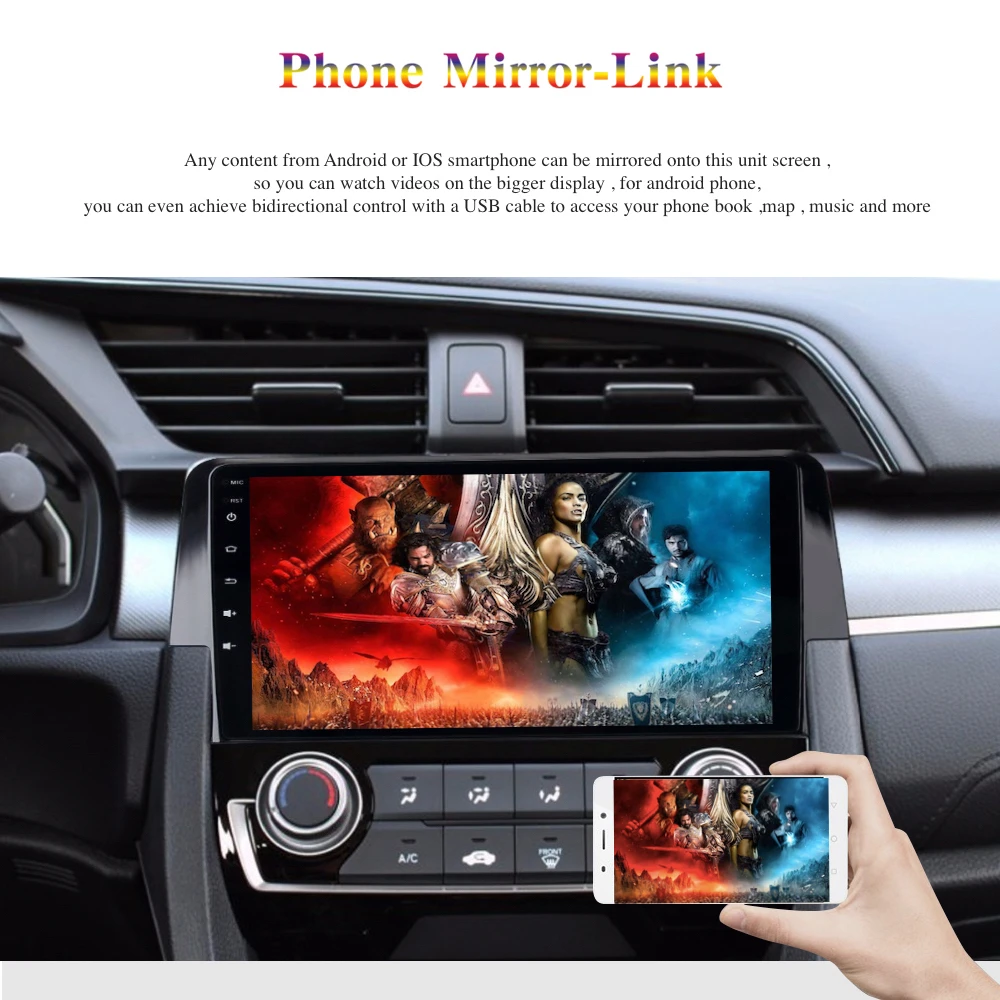 Perfect Android 9.0 Car Radio 2 Din GPS Navi for Honda CIVIC 10 2015 2016 2017 2018 PX6 DSP 2.5D IPS Screen 4Gb+64Gb HDMI RDS WIFI BT 14