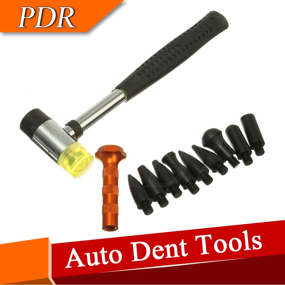 Repair Tools Set Tap Down 9 Heads Rubber Hammer Mallet Paintless Dent