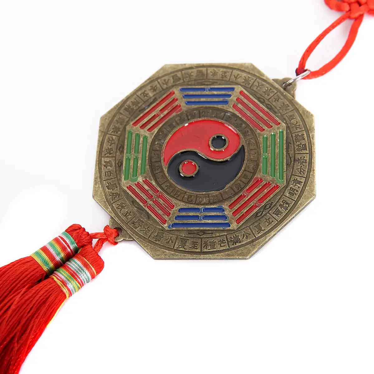 7cm Chinese Feng Shui Bagua Mirror with Chinese Knot Good Luck Fortune Prayer for Car Hanging Decor Pendant