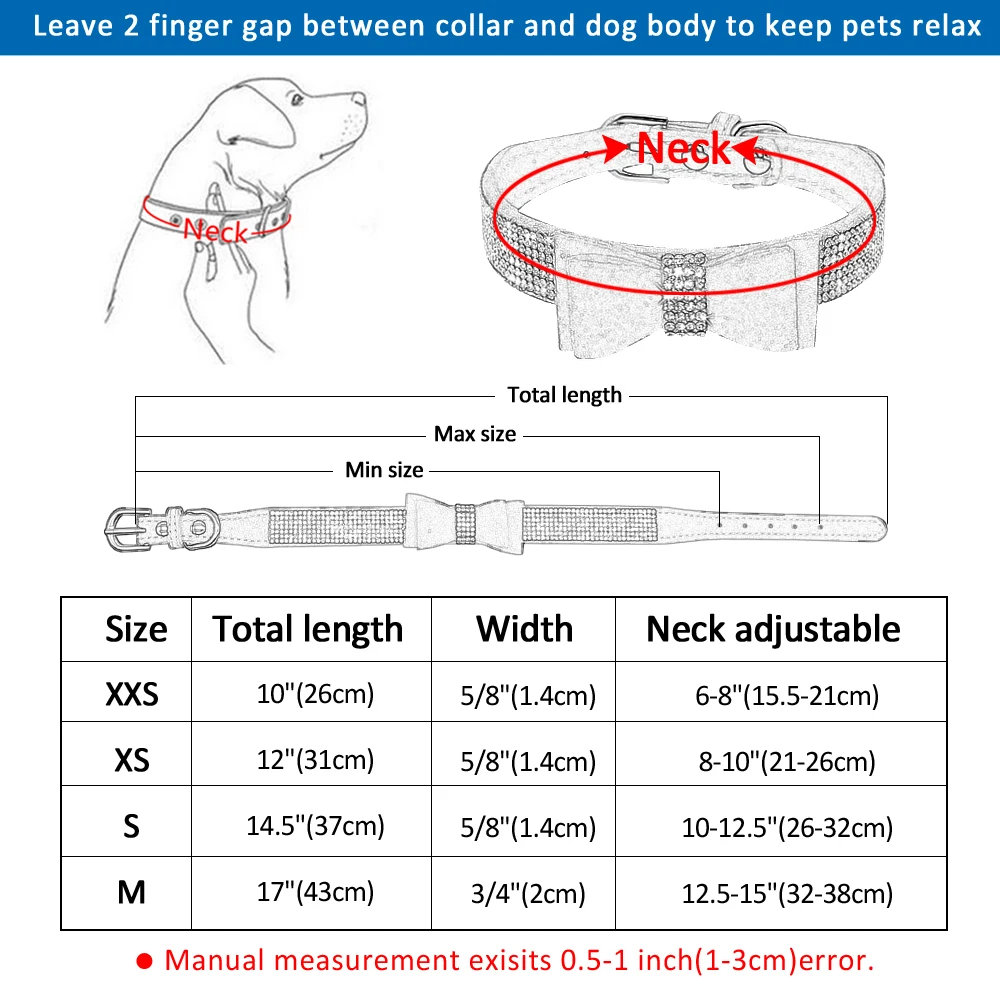 Мягкий Seude кожаный ошейник для щенка бантик со сверкающими стразами ошейник для котенка кошки для маленьких средних собак кошки Чихуахуа розовый XXS-M