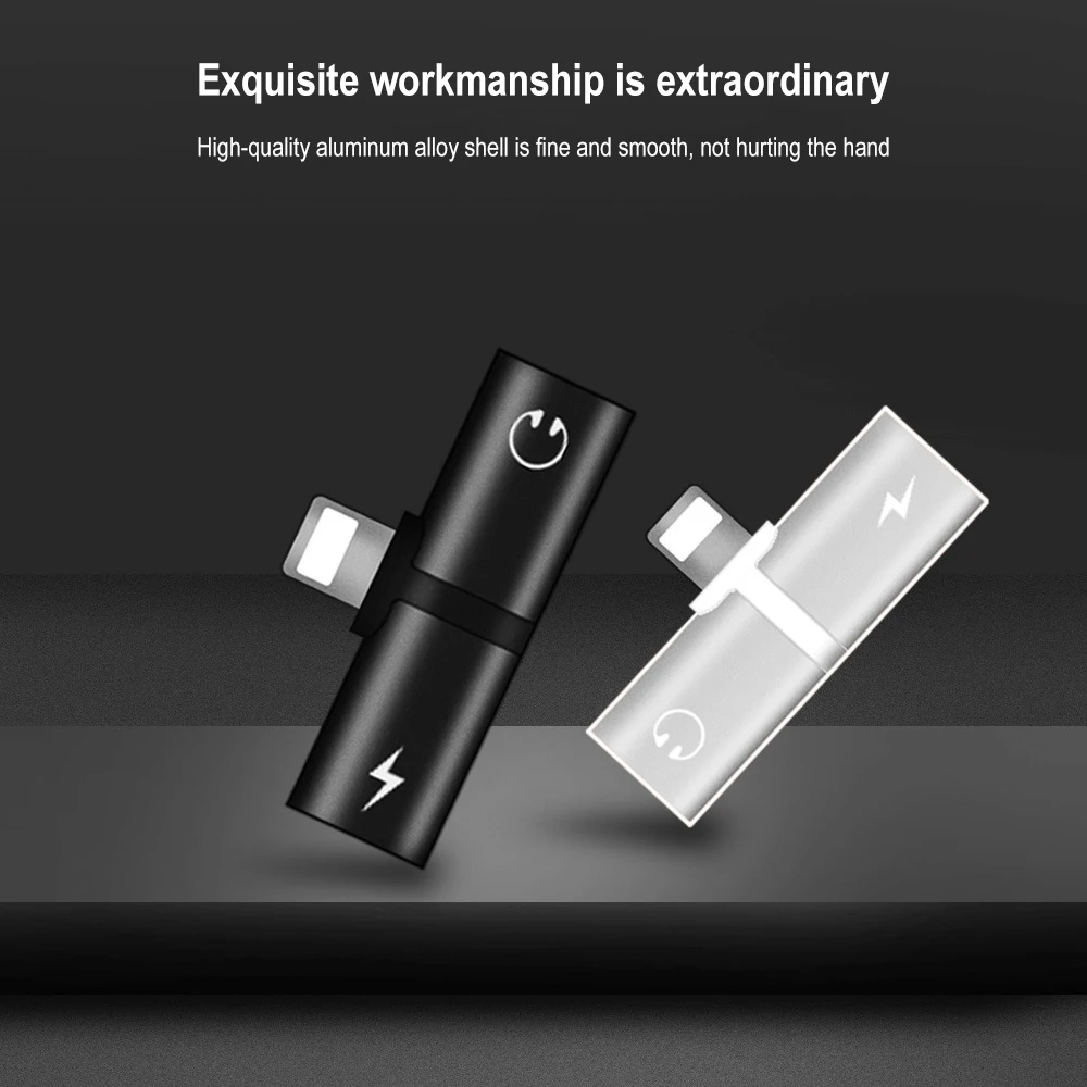 Mobile phone 2 In 1 Dual Ports Headphone Adapter Charger Audio Splitter 1 To 2 Audio/Charging for Iphone X XR XS Max 7 8 Plus