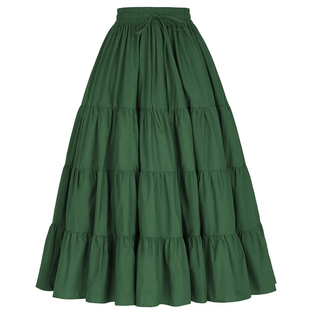 Autumn Winter Women Long Skirts 50s Vintage Retro Midi Skirt Maxi
