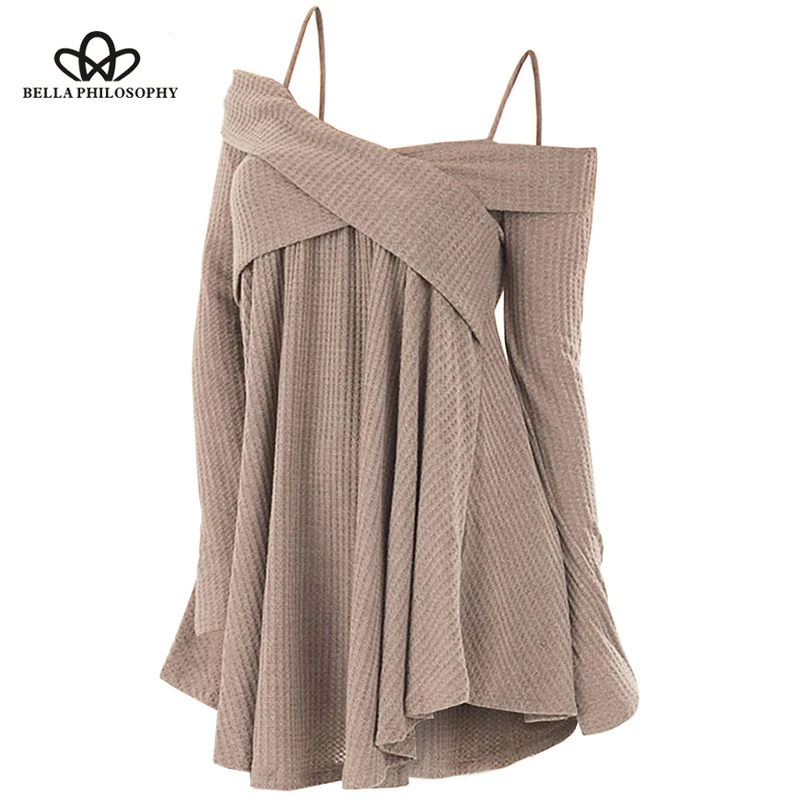 Wonder 2019 new Sweater Women Pullover Cold Shoulder Crisscross Sweaters Long Sleeve Autumn Tunic Female Pull S-XXL | Женская одежда