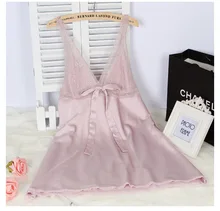2016 rayon silk women’s sleepwear spaghetti strap slim waist sexy nightgown loungewear lace sleepshirt sleepwear