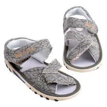 Повседневные летние сандалии для маленьких мальчиков модные парусиновые на мягкой подошве Нескользящие сандалии обувь на плоской подошве обувь для малышей 12-30 месяцев
