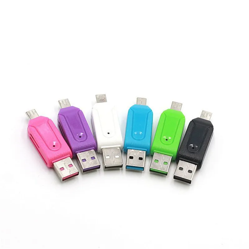 

Universal Card Reader Mobile phone PC Adapter Micro USB OTG Plastic Card Reader OTG TF / SD Flash Memory Converter Random Color