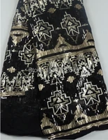 New fshaion BEIGE+BLACK Fashion glitter Embroidered paillette fabric/paillette Mesh Sequin Fabric